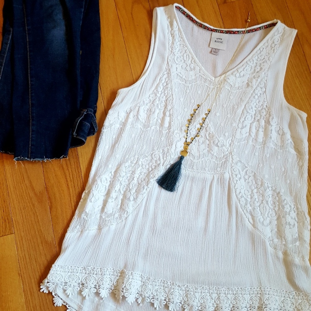 Knox Rose lace-detailed sleeveless shirt